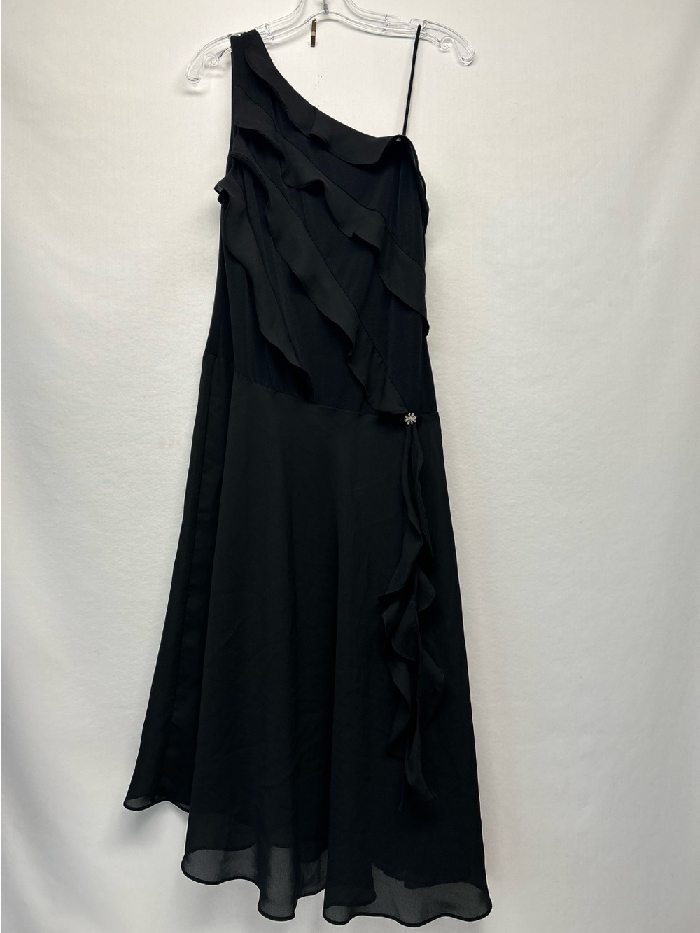 Rabbit Rabbit Rabbit Black One-Shoulder Ruffle Evening Dress